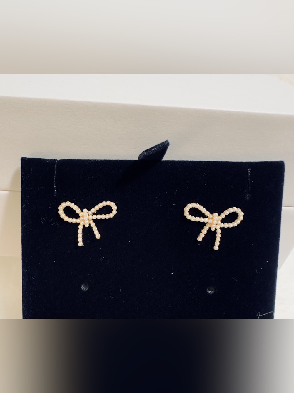 Pearl Bow Stud Earrings - Classic Cream Bow Earrings